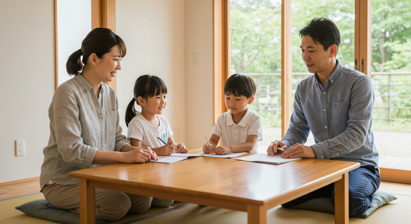 習い事について家族で話し合う場面