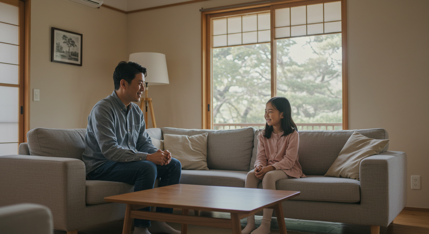 親子で話し合う様子